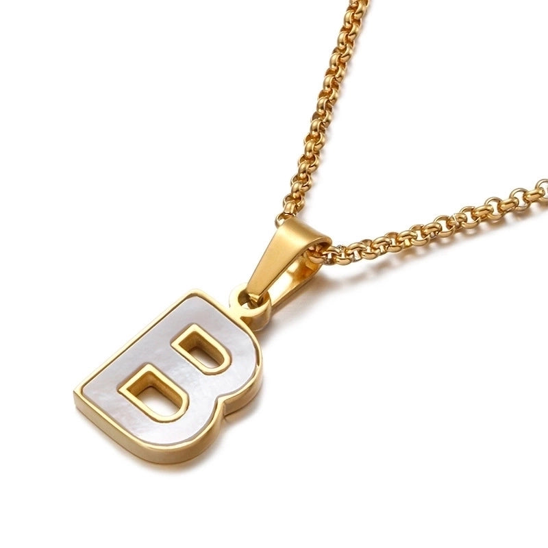 Simple Shell English Letter Titanium Steel Necklace