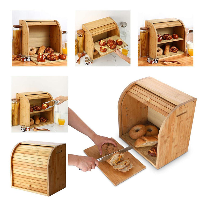 Dual Layer Bamboo Bread Box