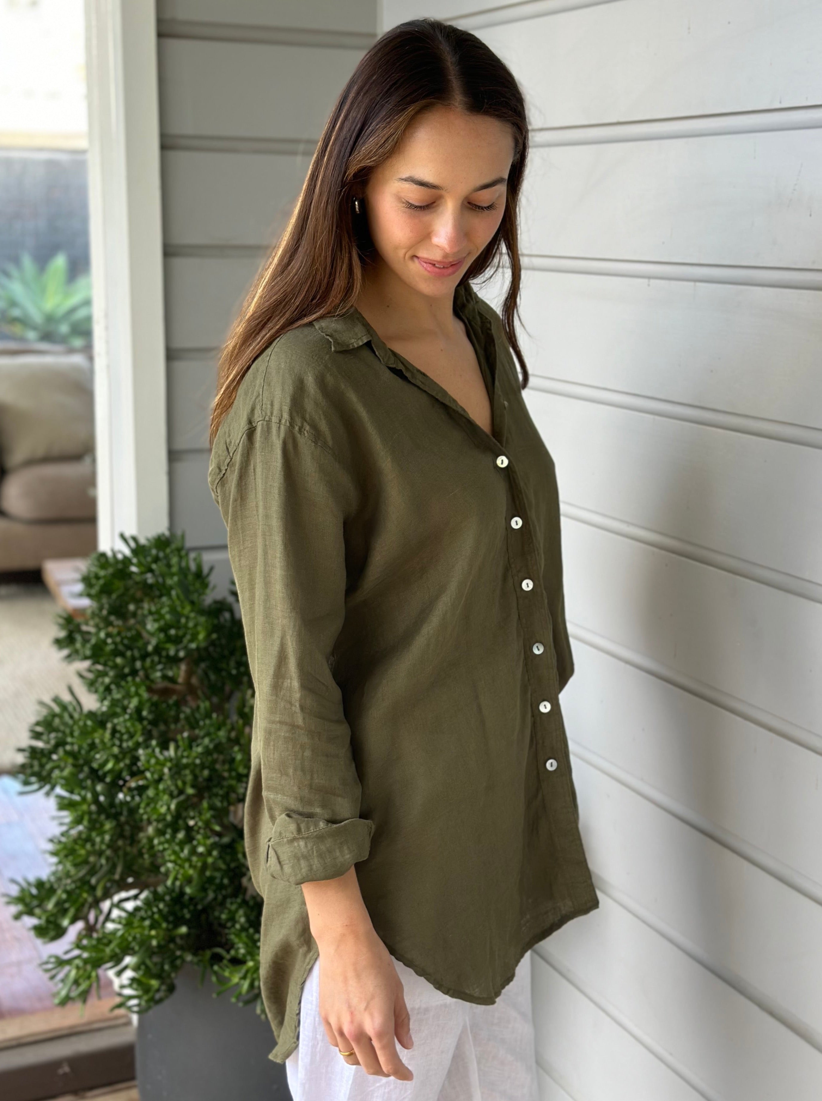 skyla shirt - army linen