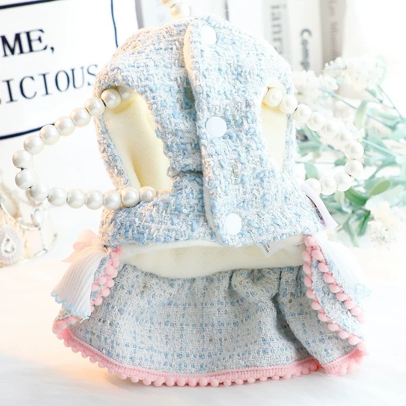 Warm Woollen Sweet Hooded Dog Dress Jacket