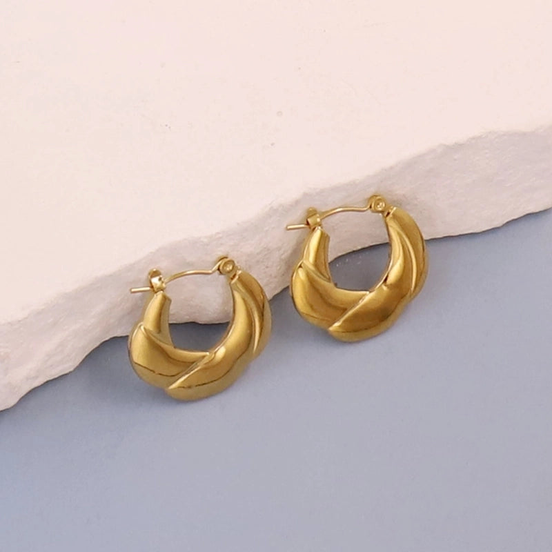 1 Pair Minimalist Pentagram Round Solid Color Plating 304 Stainless Steel 18K Gold Plated Earrings