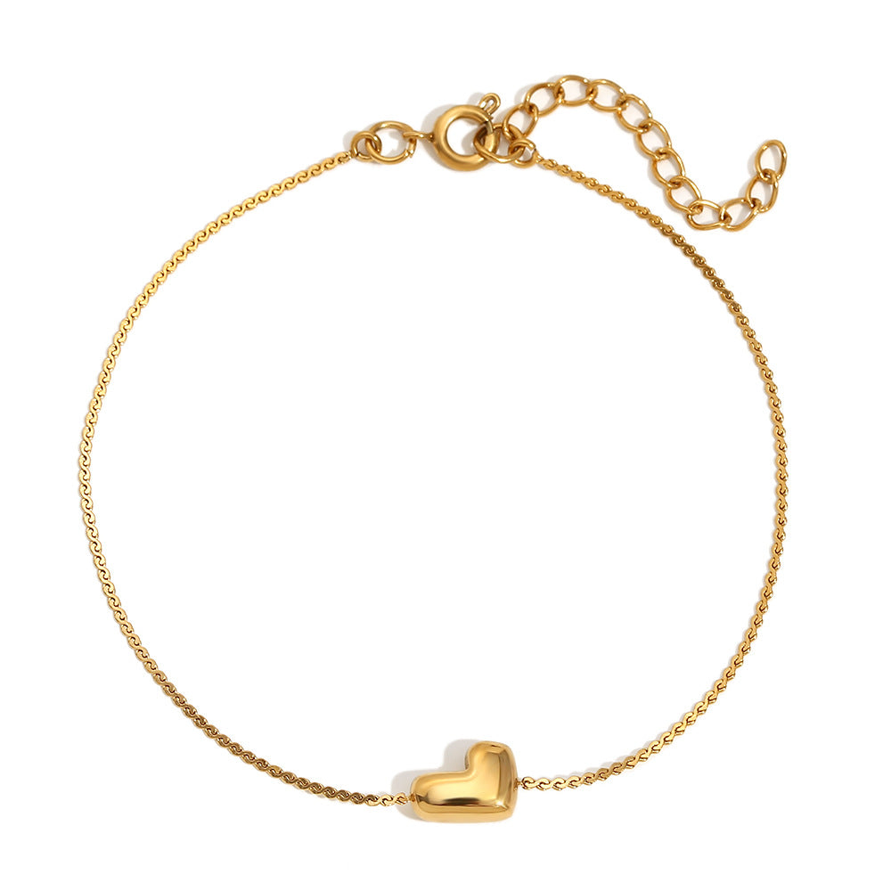 Fashionable Niche Personality Hot Style Simple Hand Jewelry Stainless Steel Plated 18K Gold Bubble Letter S Chain Bracelet