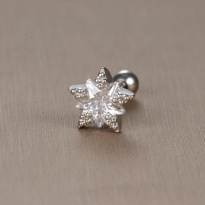 1 Piece Sweet Minimalist Flower Plating Inlay Titanium Steel Zircon Ear Studs
