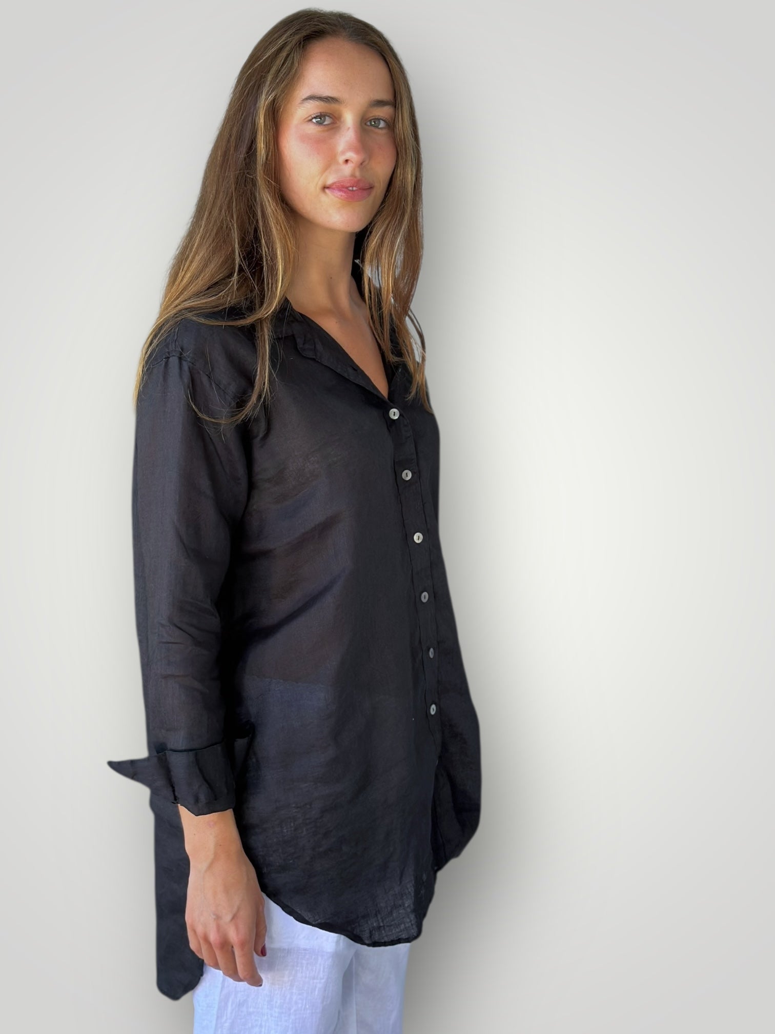 skyla shirt - black linen