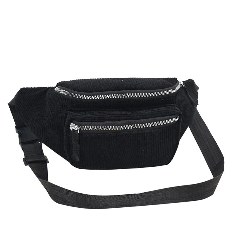 Women's Vintage Style Solid Color Corduroy Waist Bags