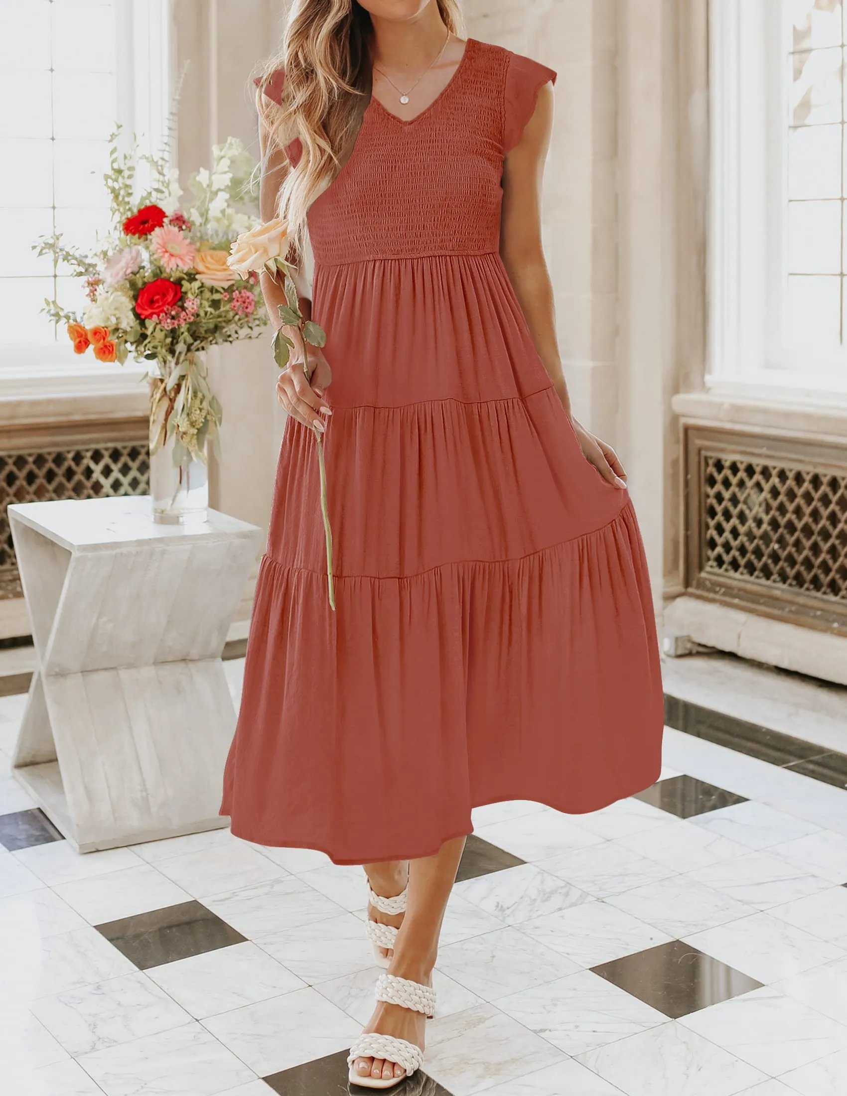 WOMEN'S SUMMER CASUAL FLUTTER SHORT MIDI DRESS 🔥 Extra 10% OFF At Checkout 🔥