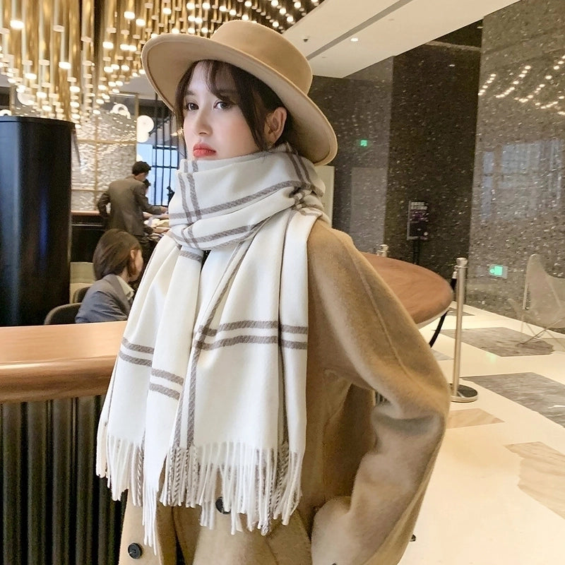 Double-line Plaid Scarf