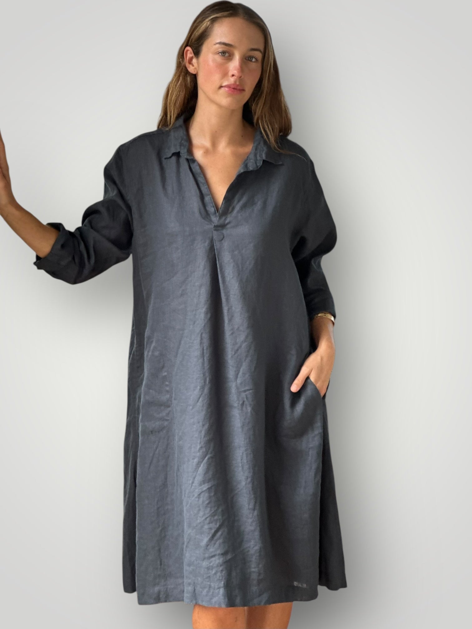 bianca dress -charcoal linen