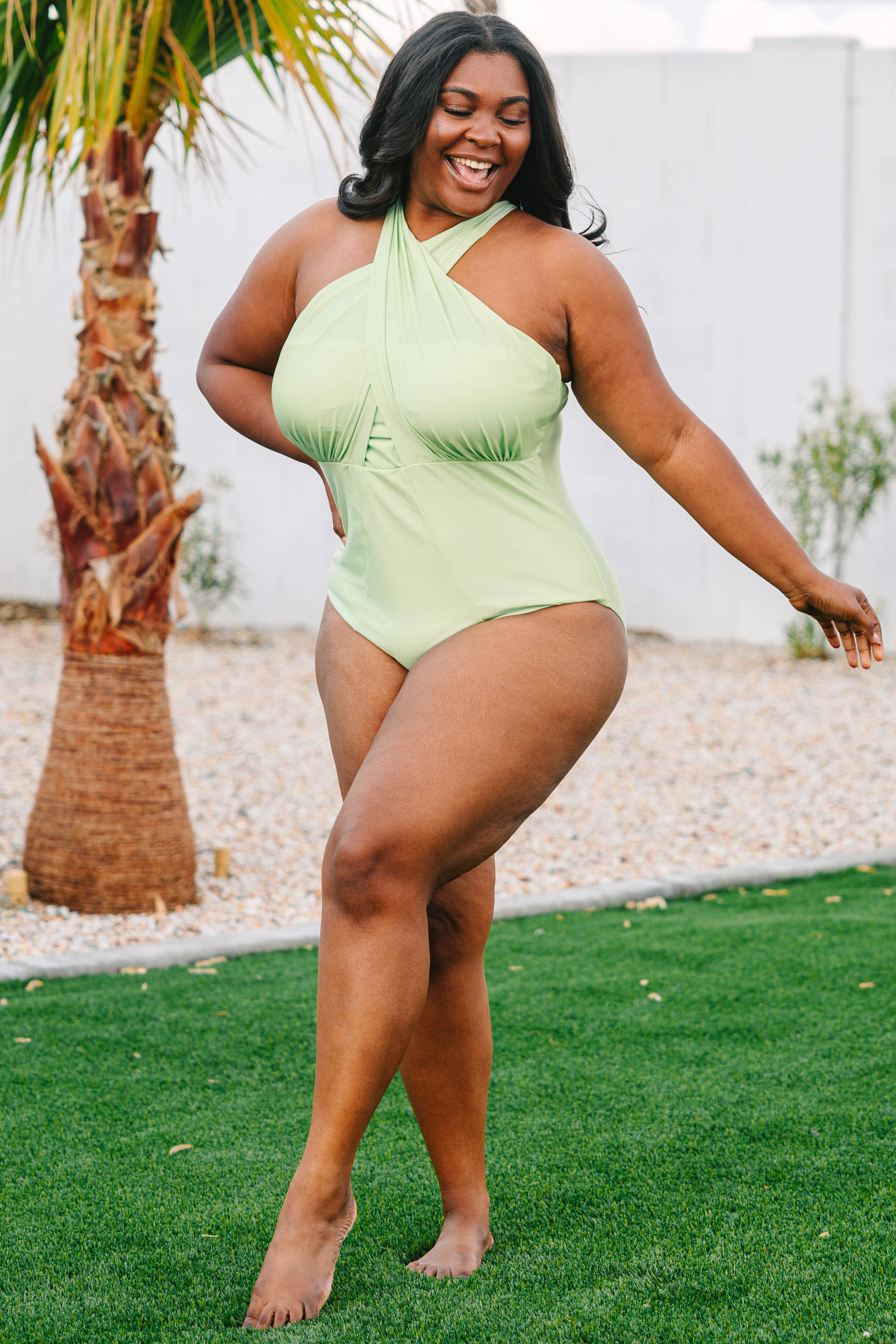 Sandy Beach Swimsuit. Shimmer Green