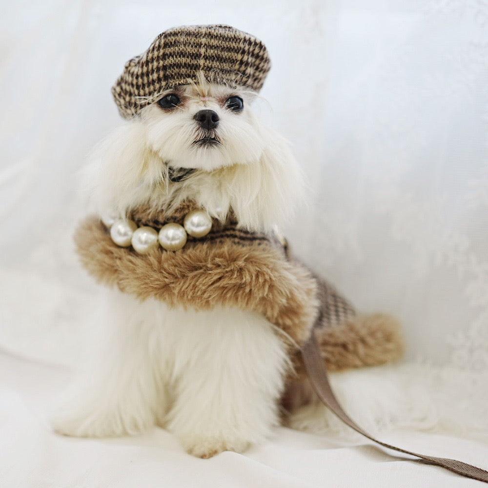 Furry Dog Cape Harness with Leash&Hat