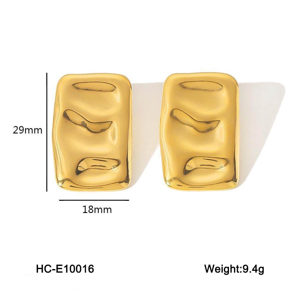 IG Style Pleated Geometric Stainless Steel Electroplating Earrings