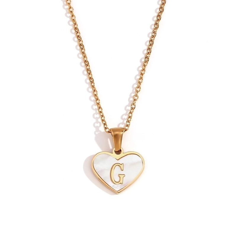 Minimalist Letter Heart Shape 304 Stainless Steel Shell Plating Pendant Necklace
