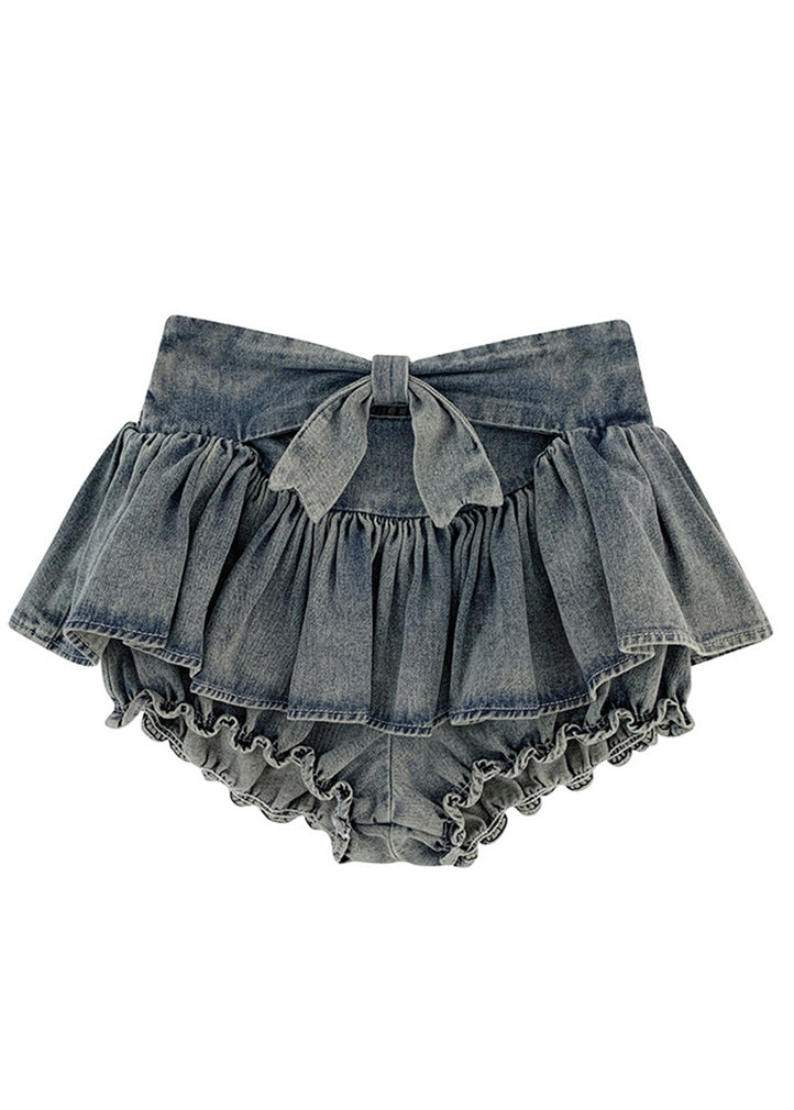 Vintage Blue Patchwork High Waist Denim Pants Skirts Summer