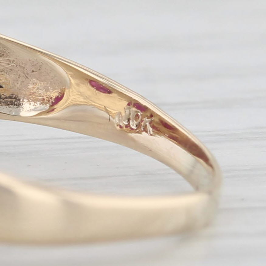 Oval Ruby Cabochon Ring 10k Yellow Gold Size 10