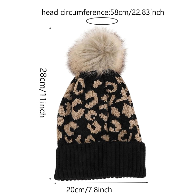 Unisex Casual Preppy Style Streetwear Leopard Eaveless Wool Cap