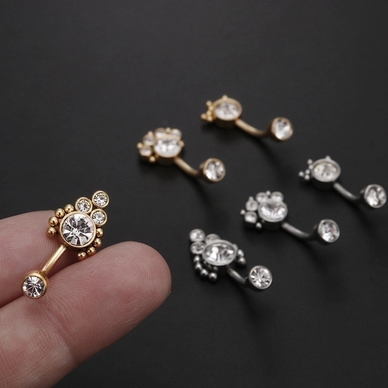 Minimalist Round Stainless Steel Inlay Zircon Belly Ring 1 Piece