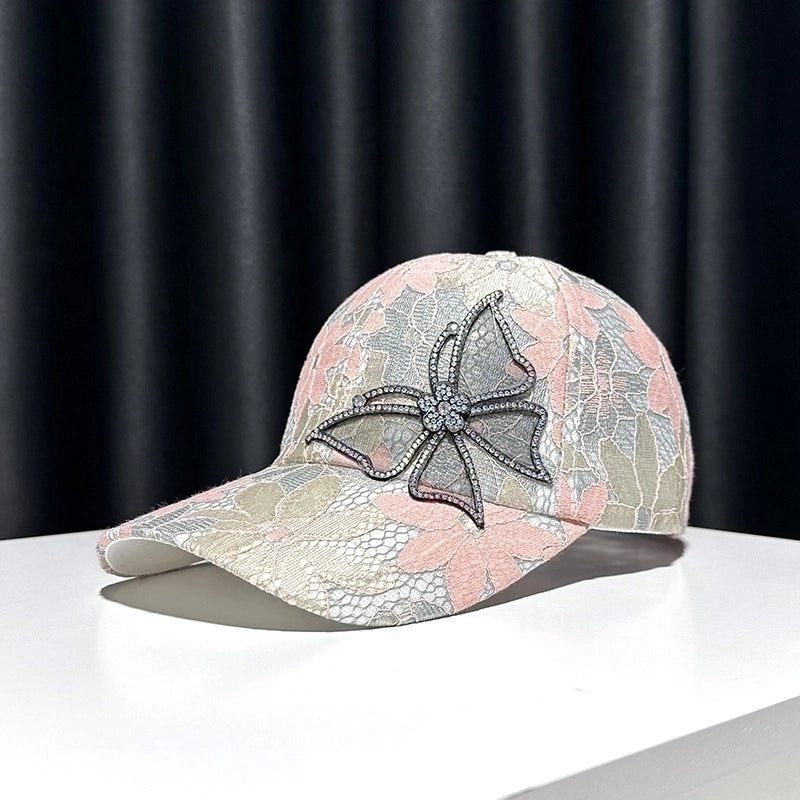 Women's Minimalist Classic Style Color Block Butterfly Curved Eaves Baseball Cap