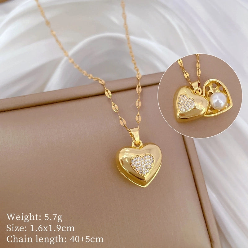 Fashion Geometric Titanium Steel Copper Plating Artificial Diamond Necklace