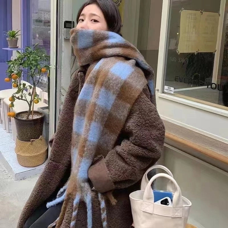 Women's Streetwear Lattice Imitation Cashmere Tassel Winter Scarves