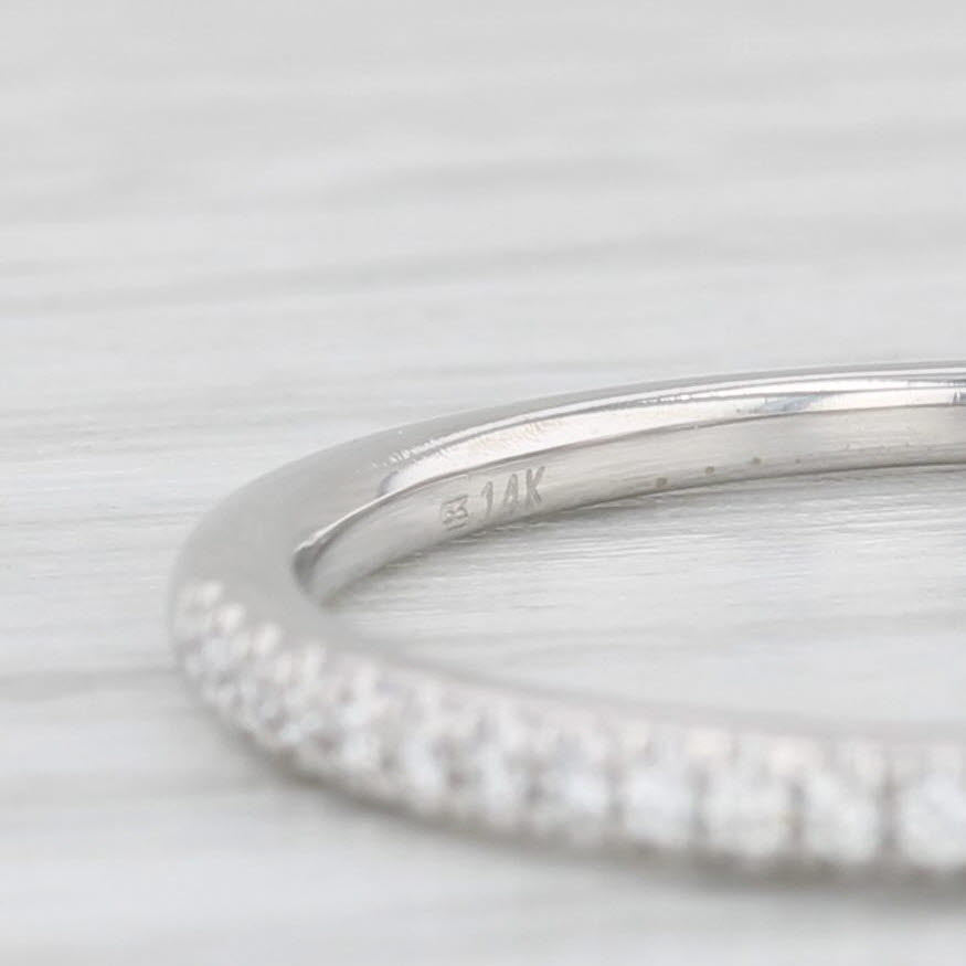 0.12ctw Diamond Wedding Band 14k White Gold Stackable Ring Size 8.25