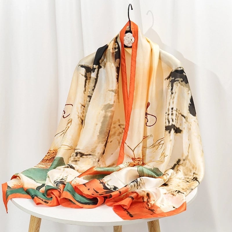 Women's Lady Flower Cloud Brocade Printing Scarf