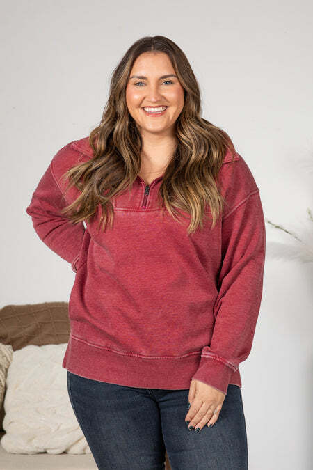 FINAL SALE⚡6 Packs for $24.95⚡ - Cozy Campfire 1/4 Zip Pigment Dyed Pullover (Multiple Colors)