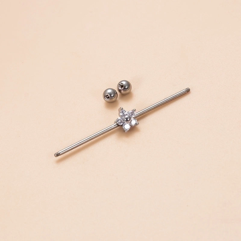 1 Piece Ear Cartilage Rings & Studs Vintage Style Heart Shape Wings Flower 316L Stainless Steel  Copper Plating Inlay Zircon