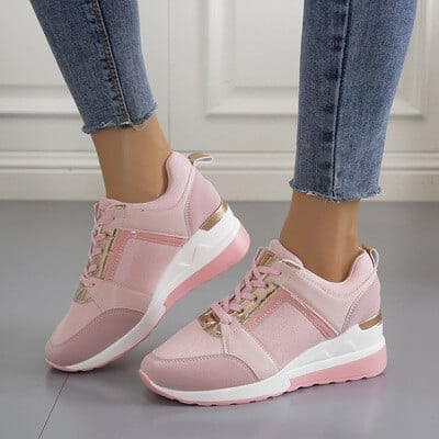 Casual Solid Colour Lace-up Wedge Sneakers