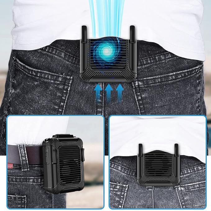 Portable Waist Clip Fan Hanging Cooling Fan USB Charging Power Fan