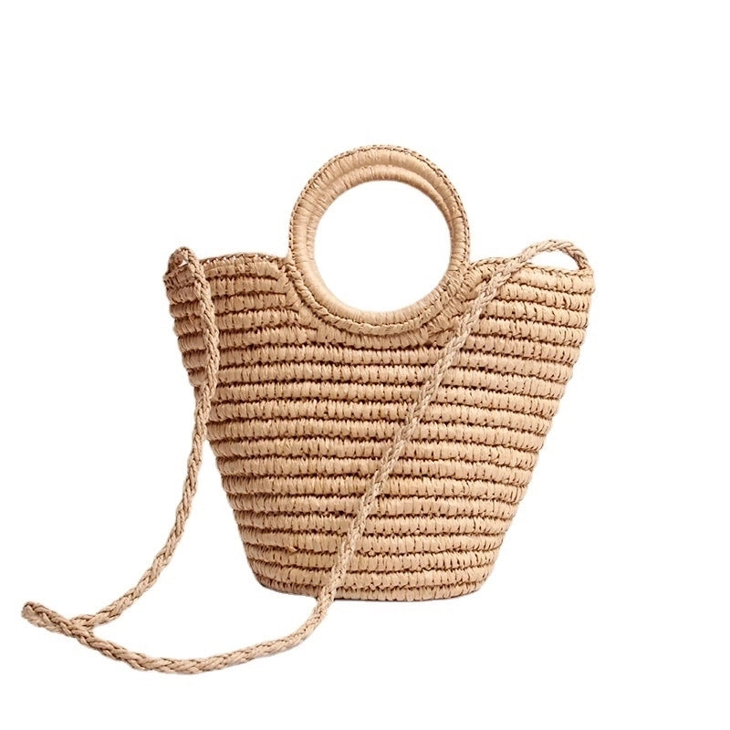Women's Medium All Seasons Polyester Straw Geometric Vintage Style Streetwear Zipper Straw Bag