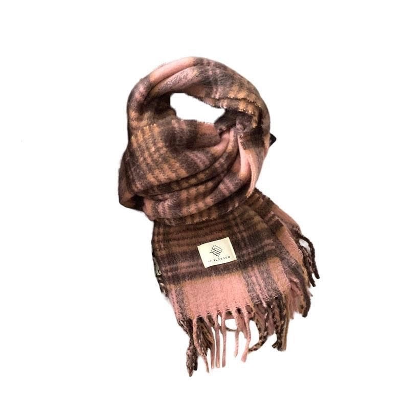 Women's Retro Sweet Color Block Acrylic Tassel Scarf