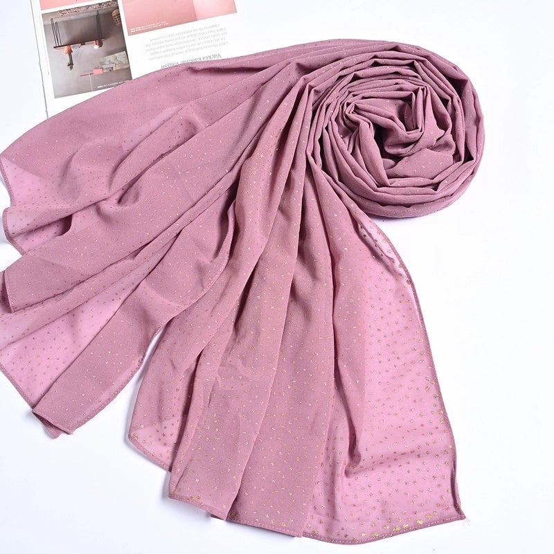 Hot Sale Solid Color Bronzing Chiffon Scarf Silk Scarf Decorative Headscarf Women's Solid Color Headscarf Scarf