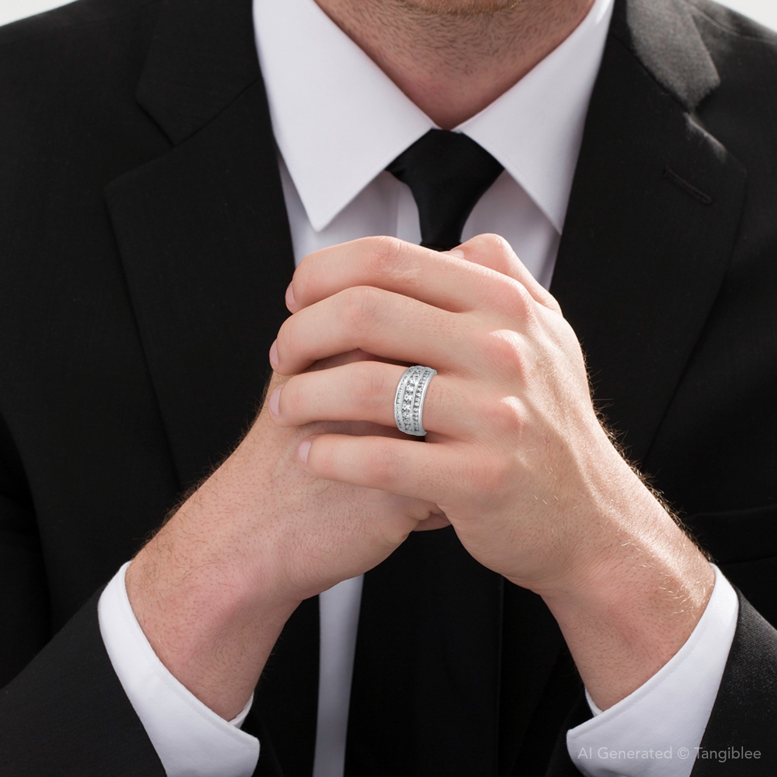 Men's Diamond Wedding Ring 1-1/2 ct tw 10K White Gold