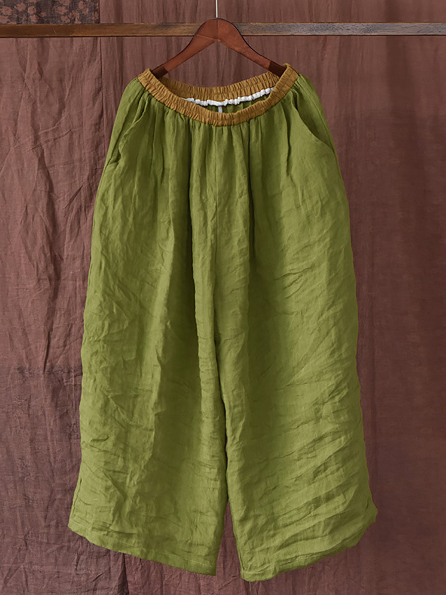Women Summer Vintage Colorblock Loose Pants
