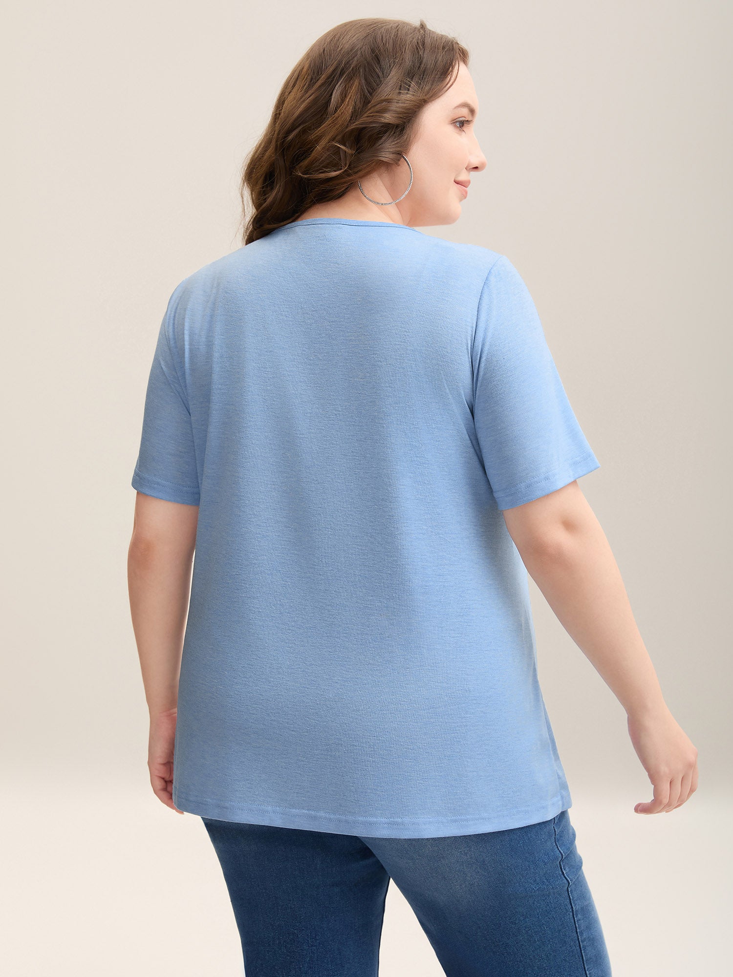 Lace Stretchy Heathered Solid Knit Top