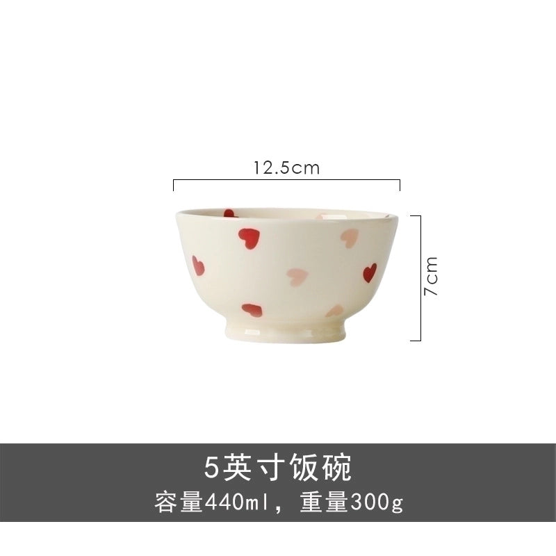 Cute Heart Ceramics Plate Tableware Mug 1 Piece