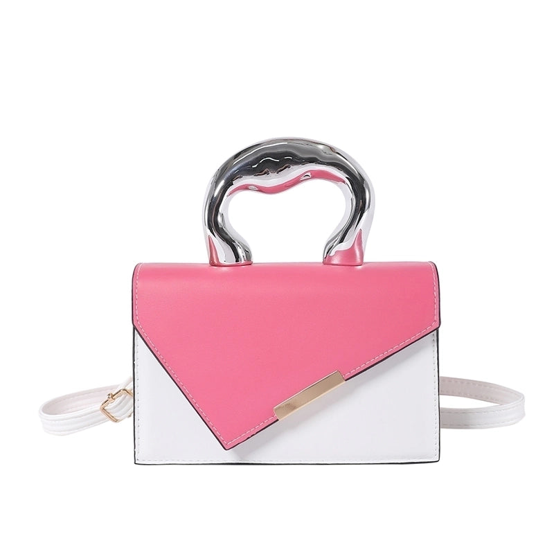 Women's Pu Leather Color Block Elegant Flip Cover Handbag