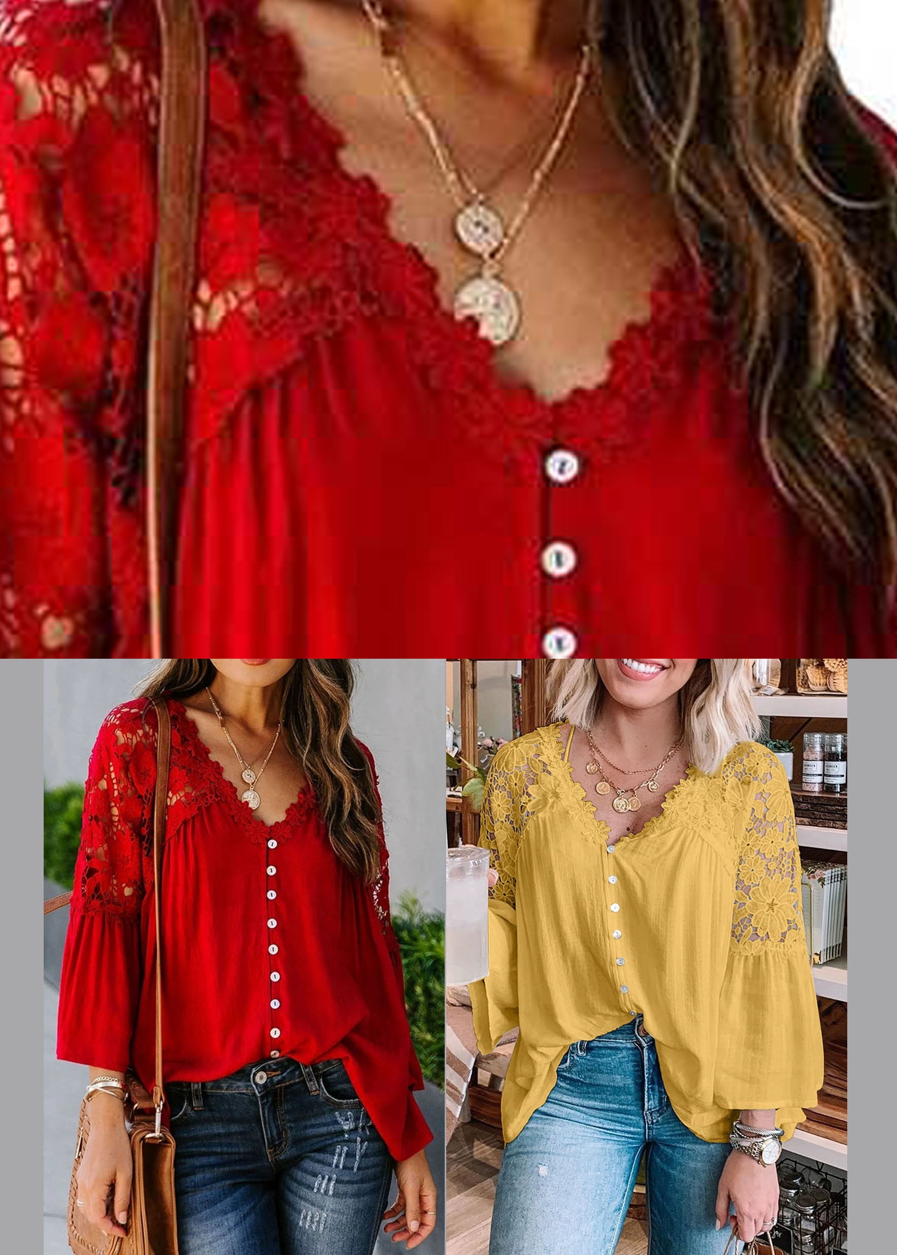 Yellow V Neck T Shirts Bracelet Sleeve