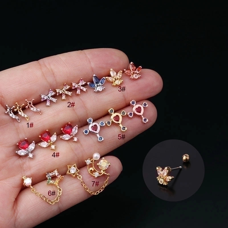 Ear Cartilage Rings & Studs Geometric Copper Plating Artificial Gemstones