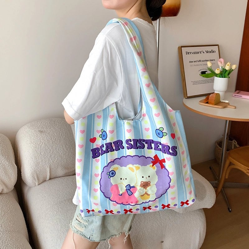Women's Large Polyester Animal Letter Elegant Cute Streetwear Square Magnetic Buckle Tote Bag