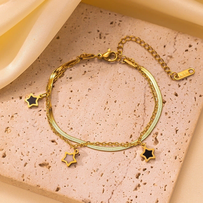 Hip-Hop Retro Solid Color Titanium Steel Plating Jewelry Set