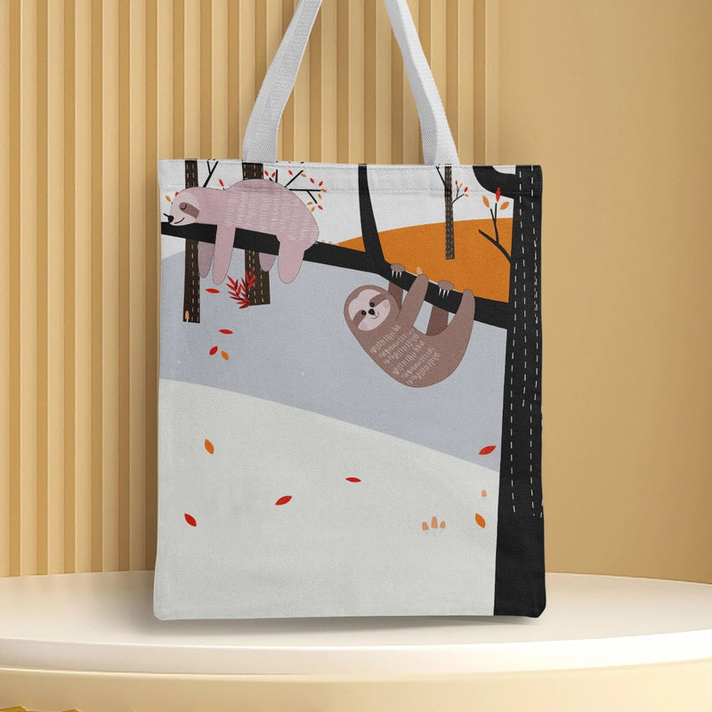 Women's Medium Canvas Animal Basic Classic Style Square Open Canvas Bag