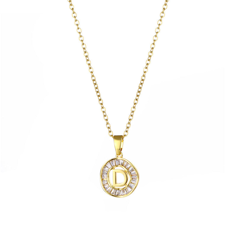Natural Letter Text Number Stainless Steel Electroplating Necklaces