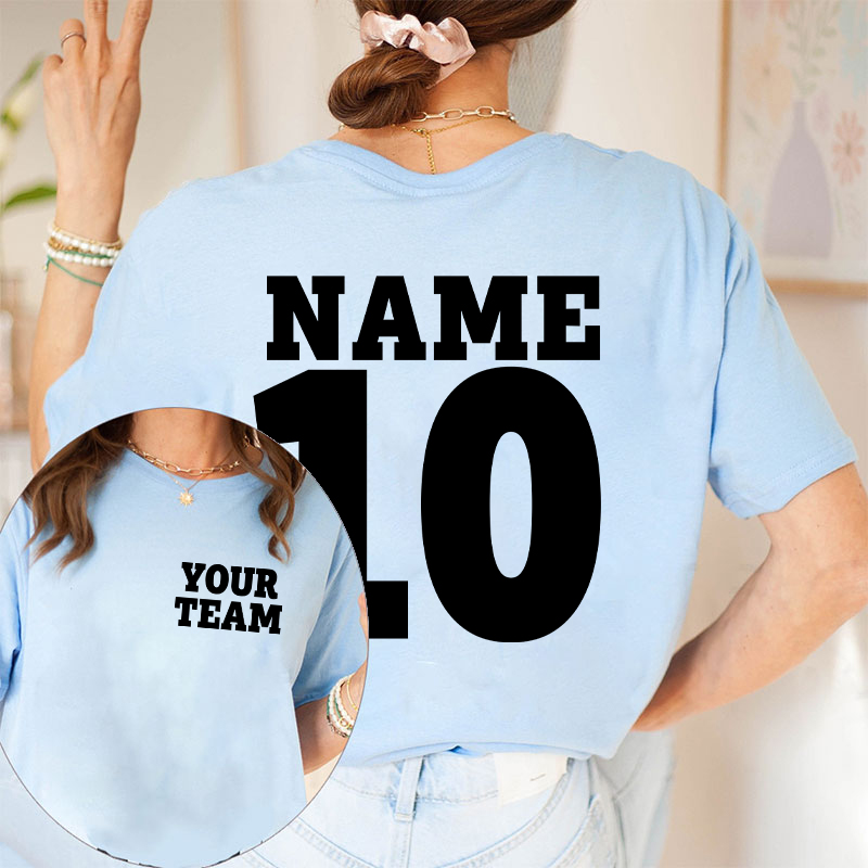 Personalized Team Name And  Number Team Teacher Two Sided T-Shirt