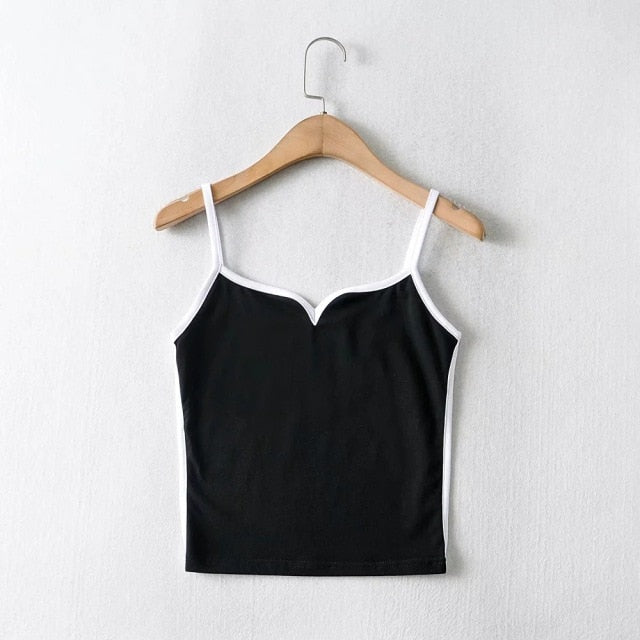 V Cut Spaghetti Strap Crop Top