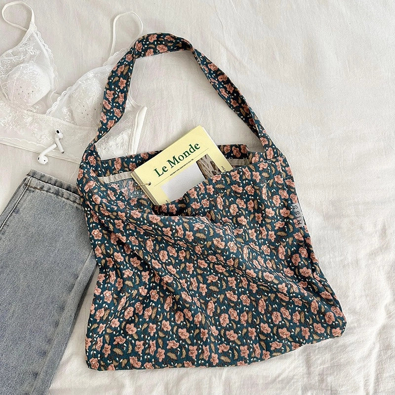 Niche Canvas Bag For Women 2024 New Summer Design Sense High Quality Artistic Floral Canvas Bag