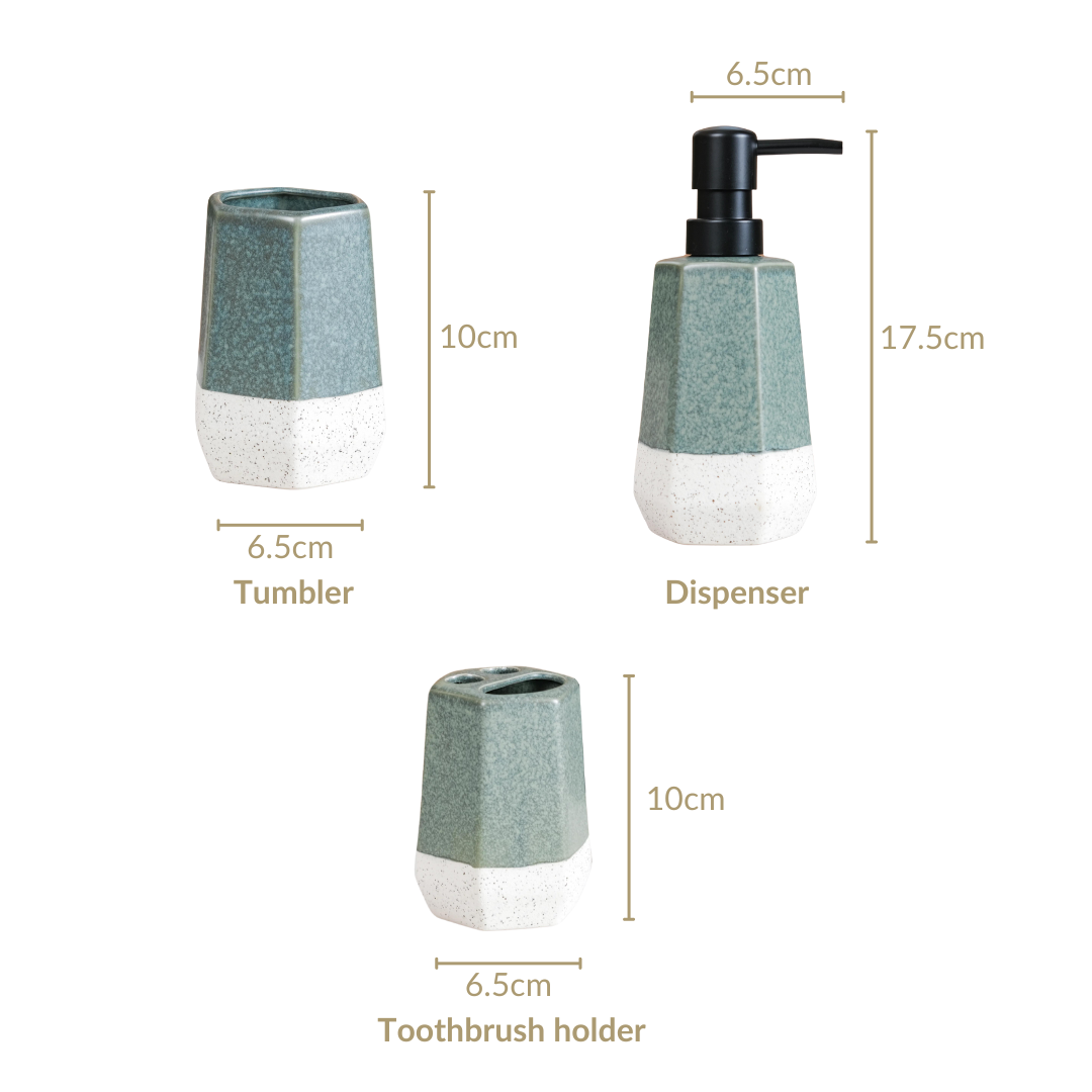 Stoneware Bathroom Accessories Set Of 3