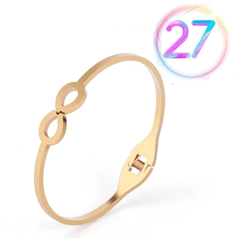 2 Pieces Fashion Geometric Stainless Steel Plating Zircon Bangle