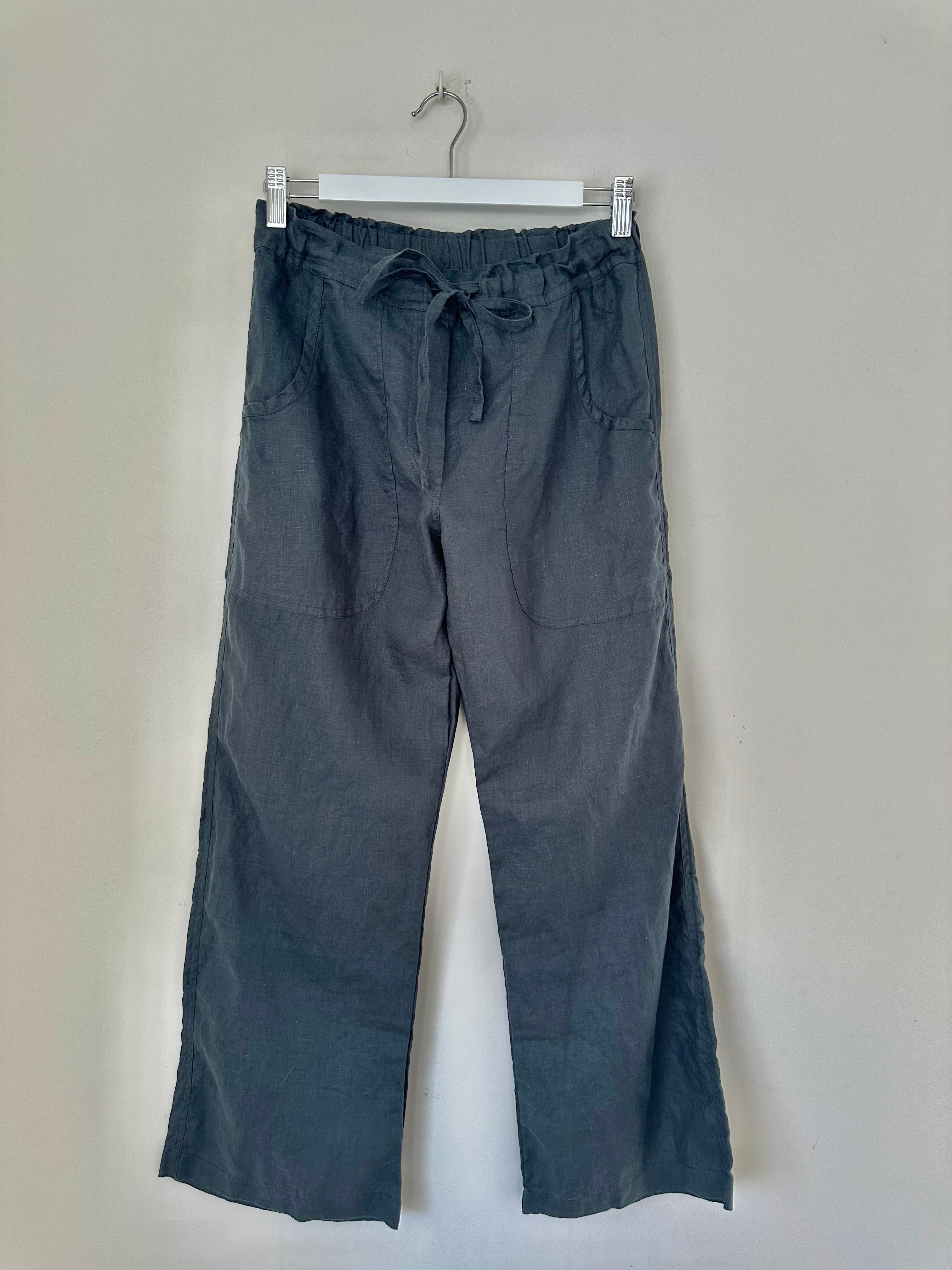 fleur straight  leg pants - charcoal linen