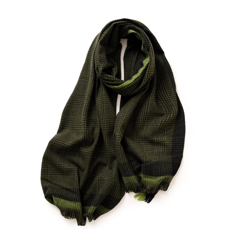 Women's Casual Minimalist Plaid Polyester Scarf